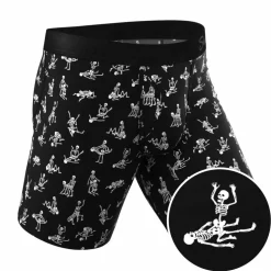 The Bare Back Bones - Glow in the Dark Skeletons Ball Hammock® Boxer - Long Leg