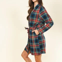 The Cappuccino - Holiday Tartan Plaid Short Modal Robe
