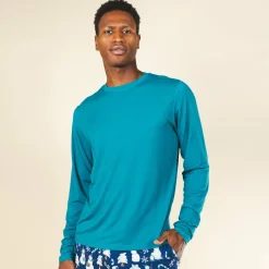 The Caspian Sea - Teal Blue SleepDeep™ Men’s Long Sleeve Pajama Shirt