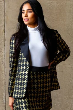The Caviar and Cocktails - Gold Jacquard Black Label Womens Blazer