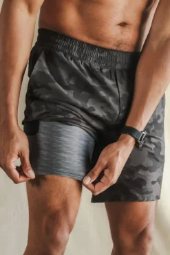The Darkside - Black and Grey Camo Ball Hammock® 7 Inch Athletic Shorts