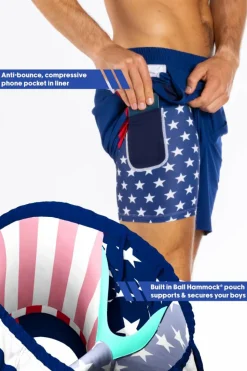 The Double Duty - American Flag Ball Hammock® 9 Inch Athletic Shorts