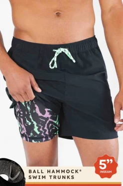 The Funky Fresh - Black and Neon Tribal Ball Hammock® Pouch 5" Swim Trunks