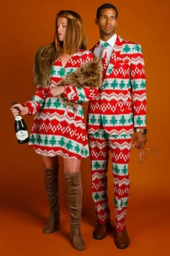 The Red Ryder - Knit Print Christmas Wrap Dress